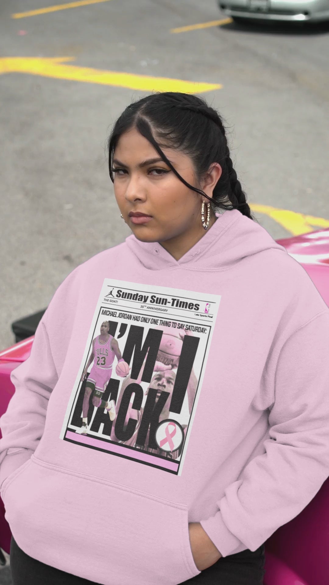 Air 5s Pink Hoodie, Matches Air 5s 35th Anniversary Sneakers, Michael Jordan Retro Newspaper Fan Art Shirt