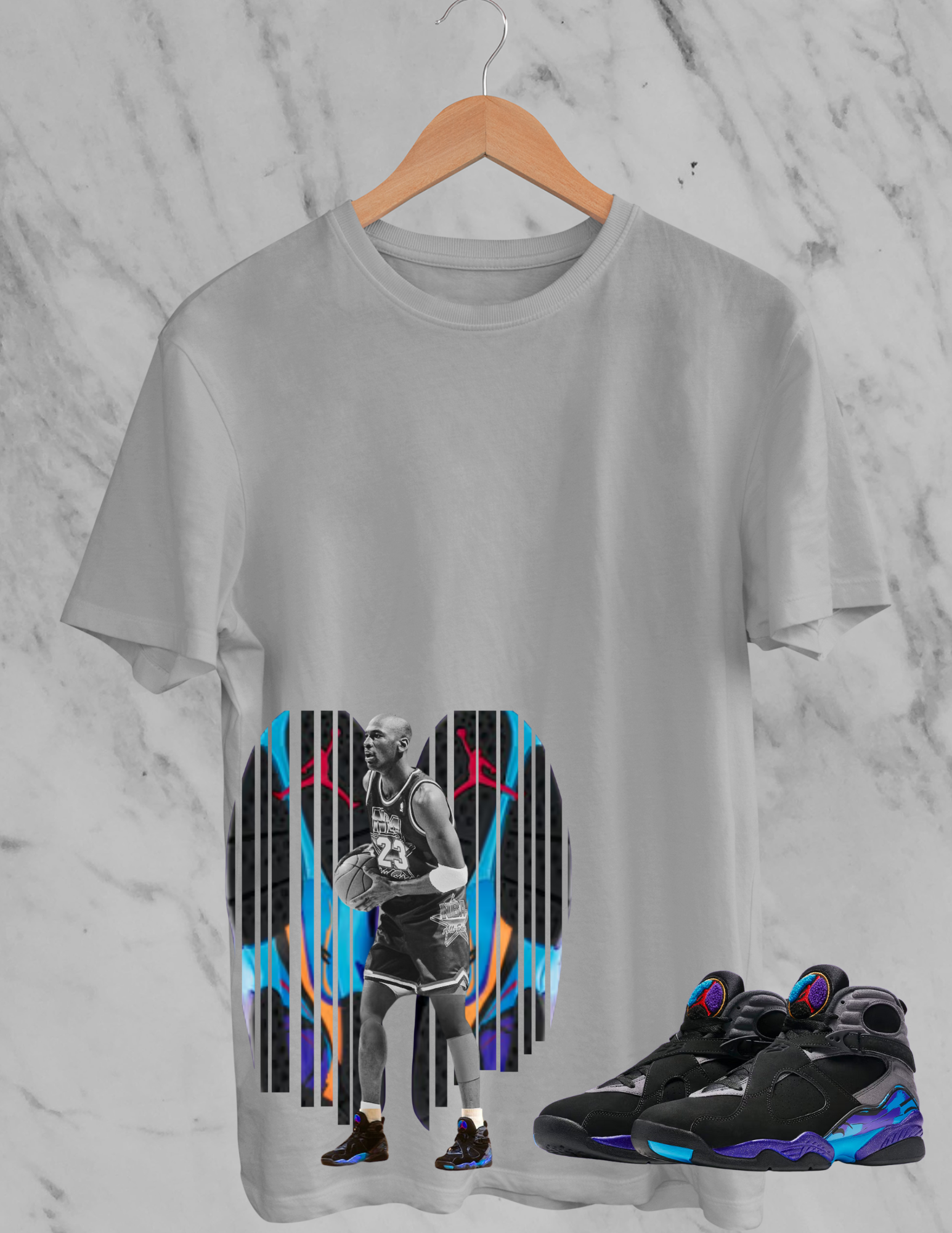 Aqua 8's T-Shirt, Matches Aqua 8 Retro Sneakers