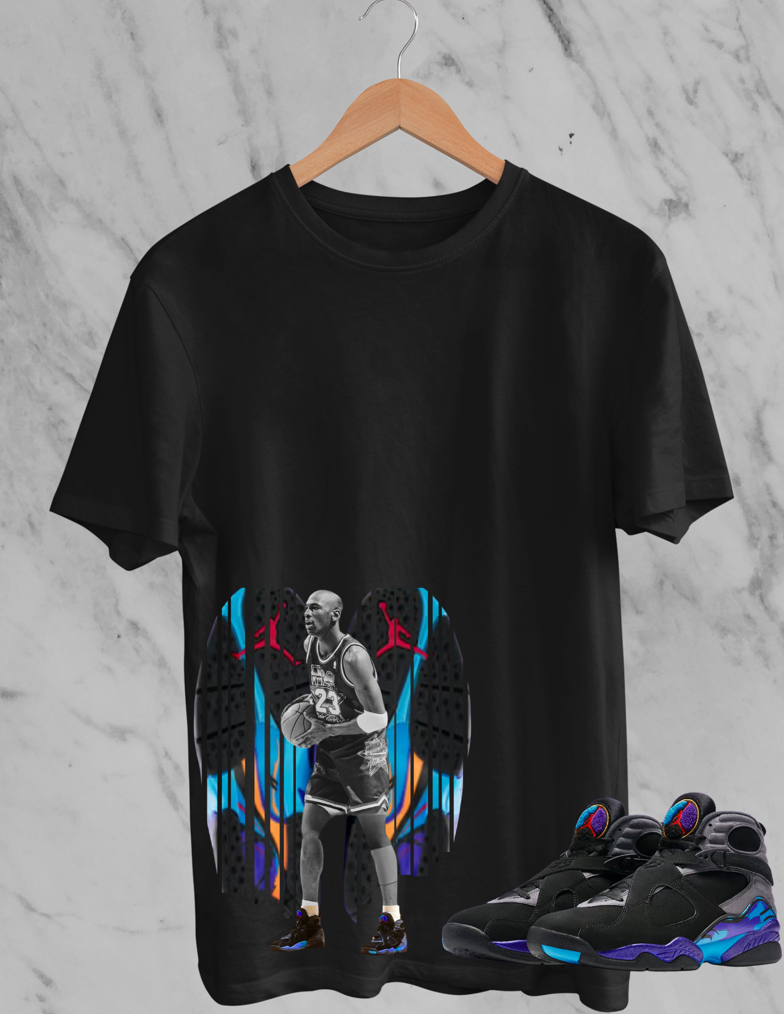Aqua 8's T-Shirt, Matches Aqua 8 Retro Sneakers