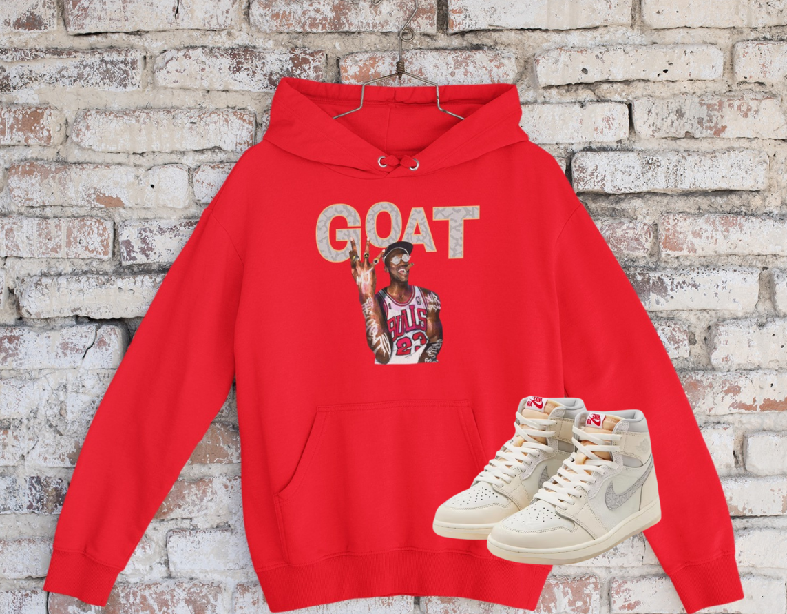 Elephant Print GOAT Hoodie, Matches Air 1's High OG Sail/University Red Sneakers