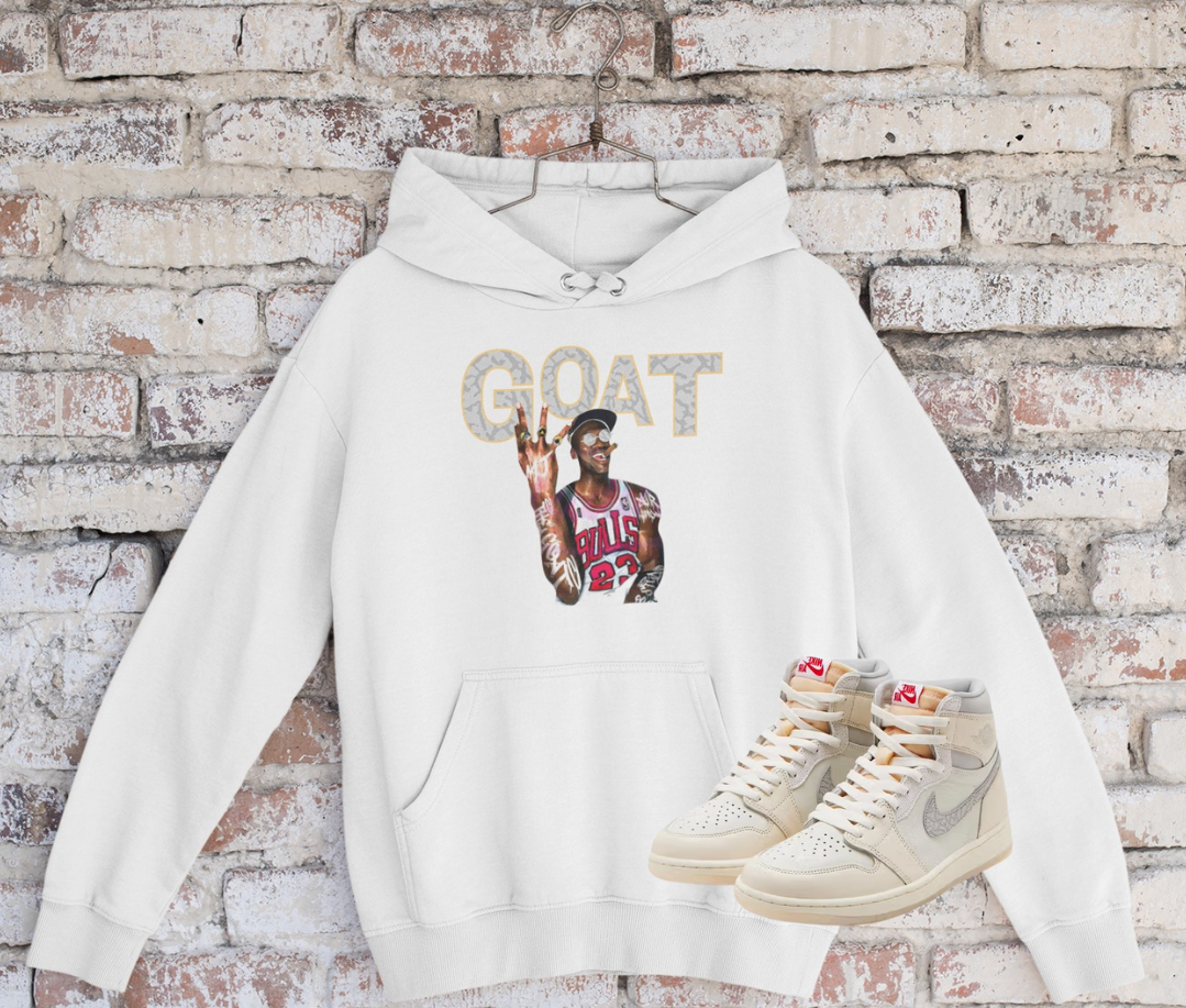 Elephant Print GOAT Hoodie, Matches Air 1's High OG Sail/University Red Sneakers