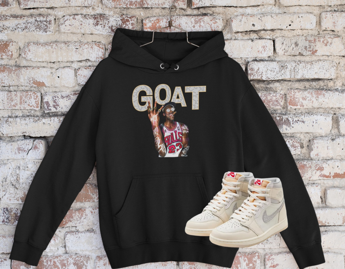 Elephant Print GOAT Hoodie, Matches Air 1's High OG Sail/University Red Sneakers