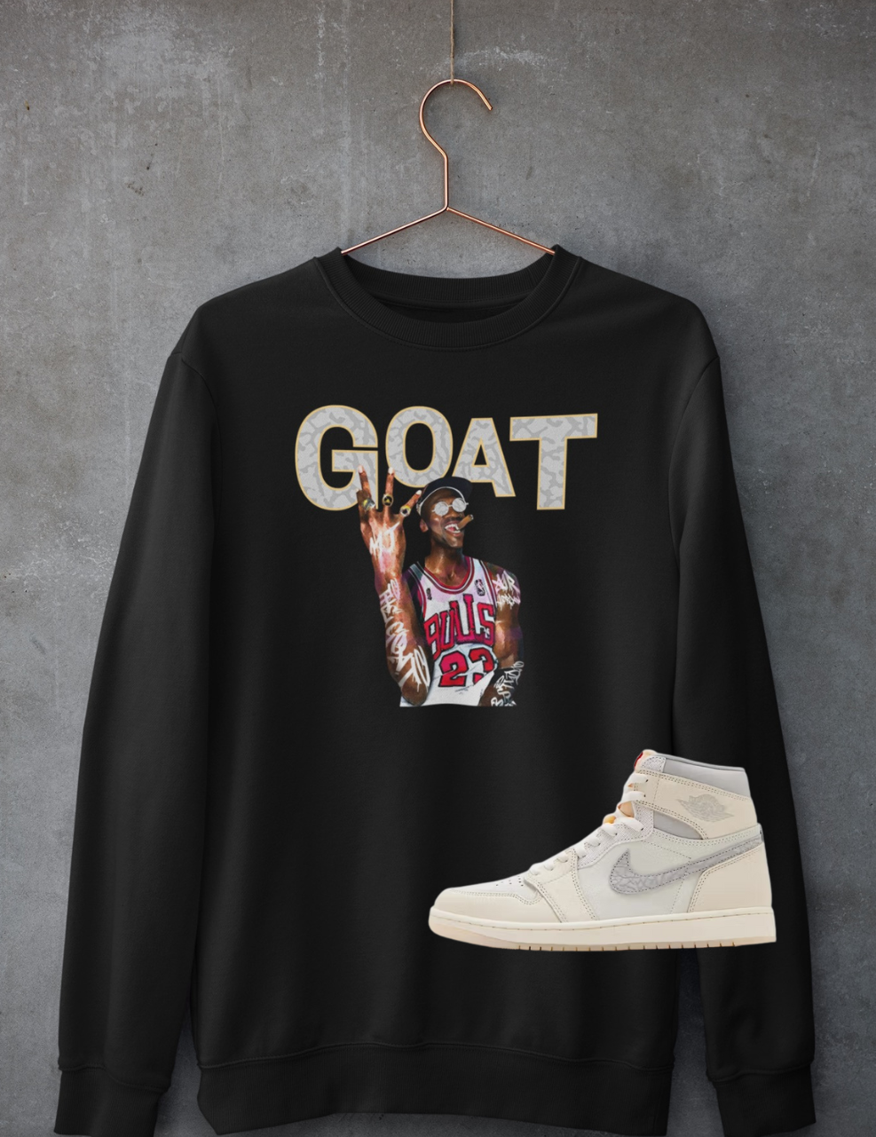 Elephant Print GOAT Hoodie, Matches Air 1's High OG Sail/University Red Sneakers
