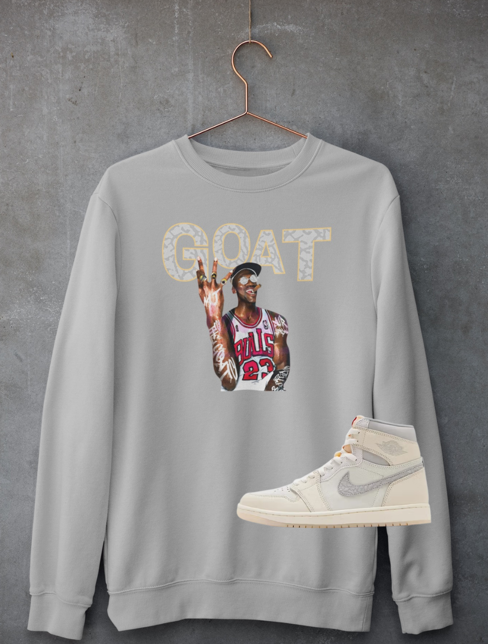 Elephant Print GOAT Hoodie, Matches Air 1's High OG Sail/University Red Sneakers