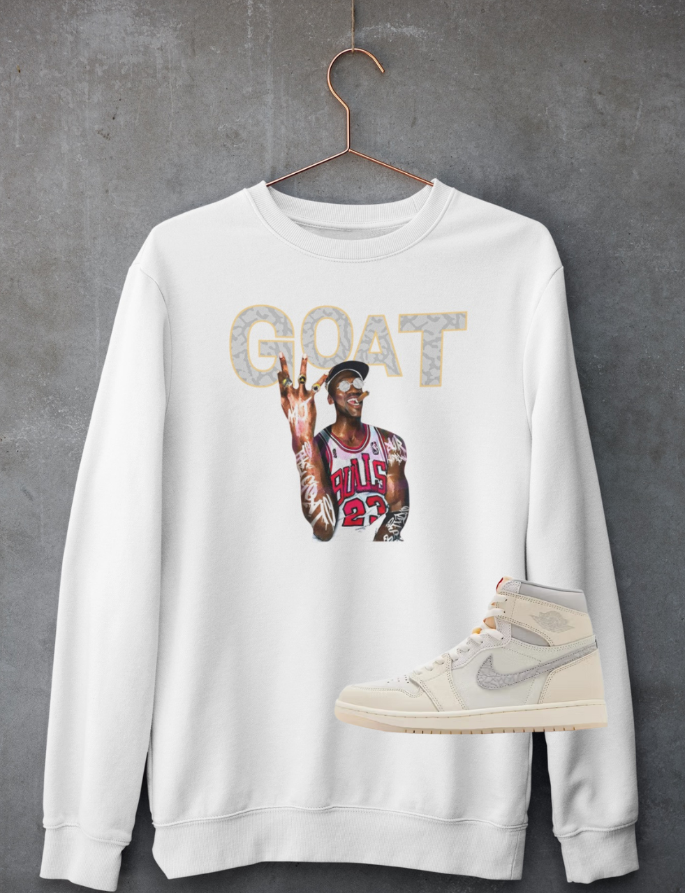 Elephant Print GOAT Hoodie, Matches Air 1's High OG Sail/University Red Sneakers