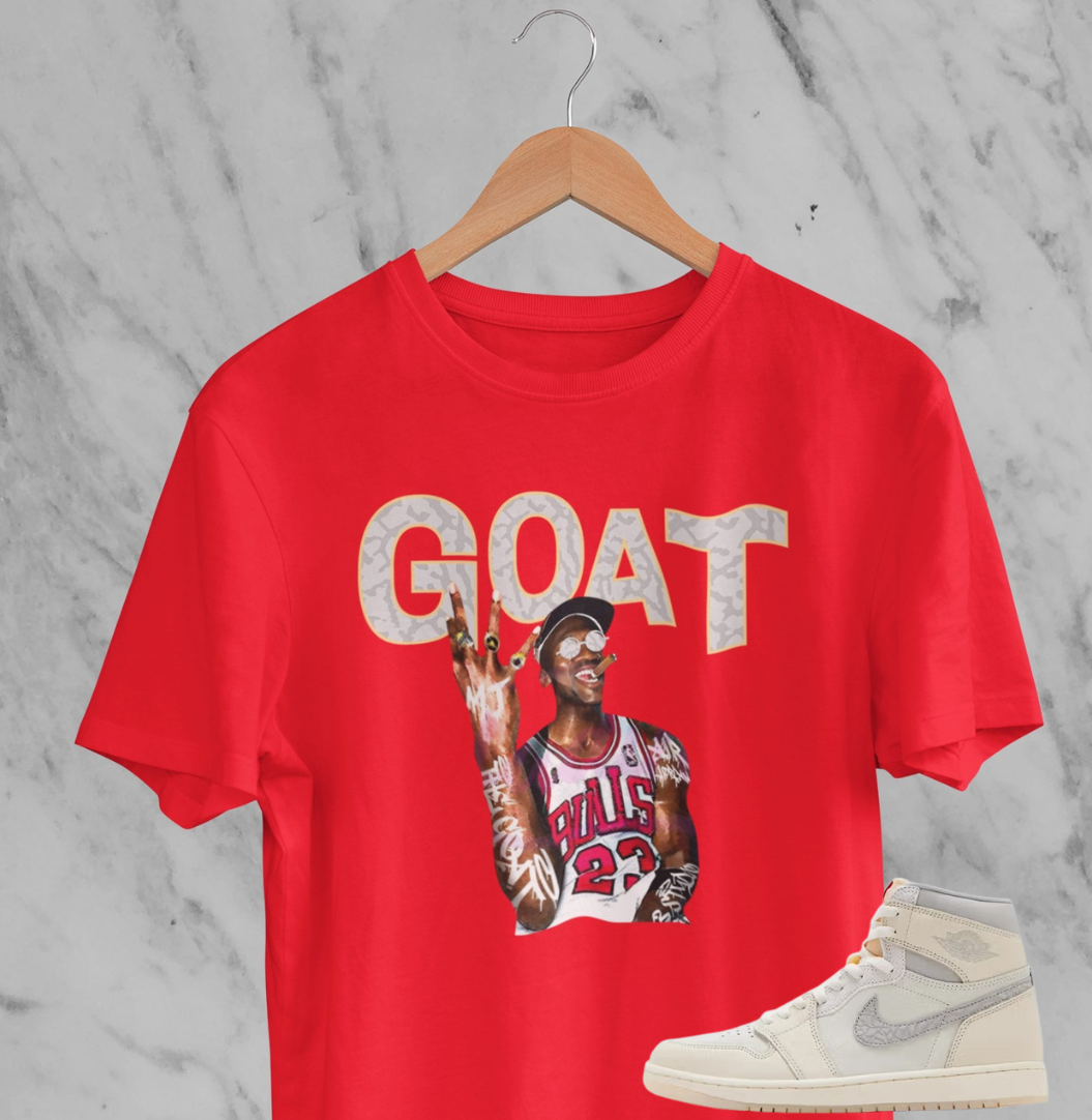 Elephant Print GOAT Hoodie, Matches Air 1's High OG Sail/University Red Sneakers
