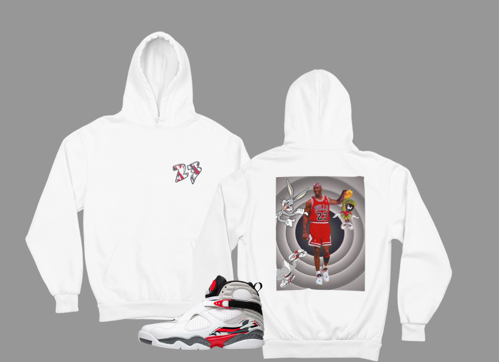 Looney Tunes Hoodie, Matches Air 8s Bugs Bunny Sneakers, Front and Back Graphic Shirt