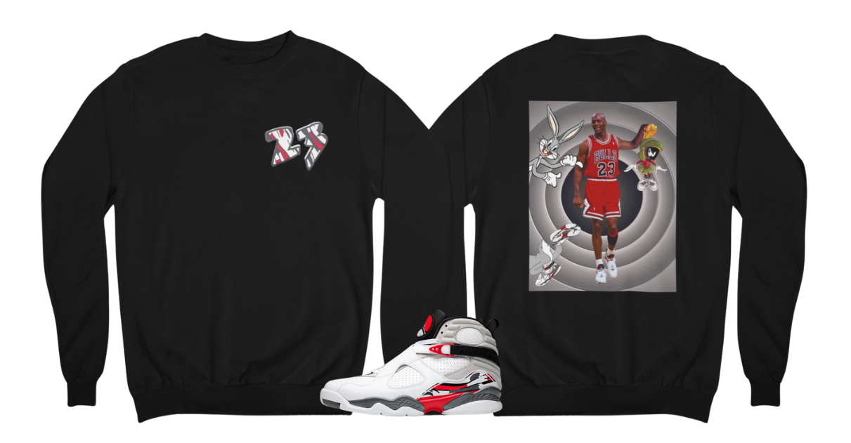 Looney Tunes Hoodie, Matches Air 8s Bugs Bunny Sneakers, Front and Back Graphic Shirt