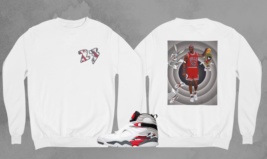 Looney Tunes Hoodie, Matches Air 8s Bugs Bunny Sneakers, Front and Back Graphic Shirt