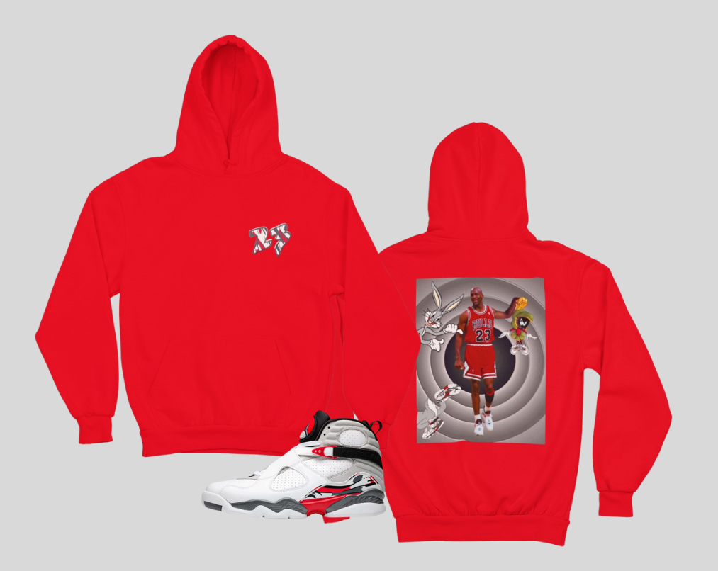Looney Tunes Hoodie, Matches Air 8s Bugs Bunny Sneakers, Front and Back Graphic Shirt