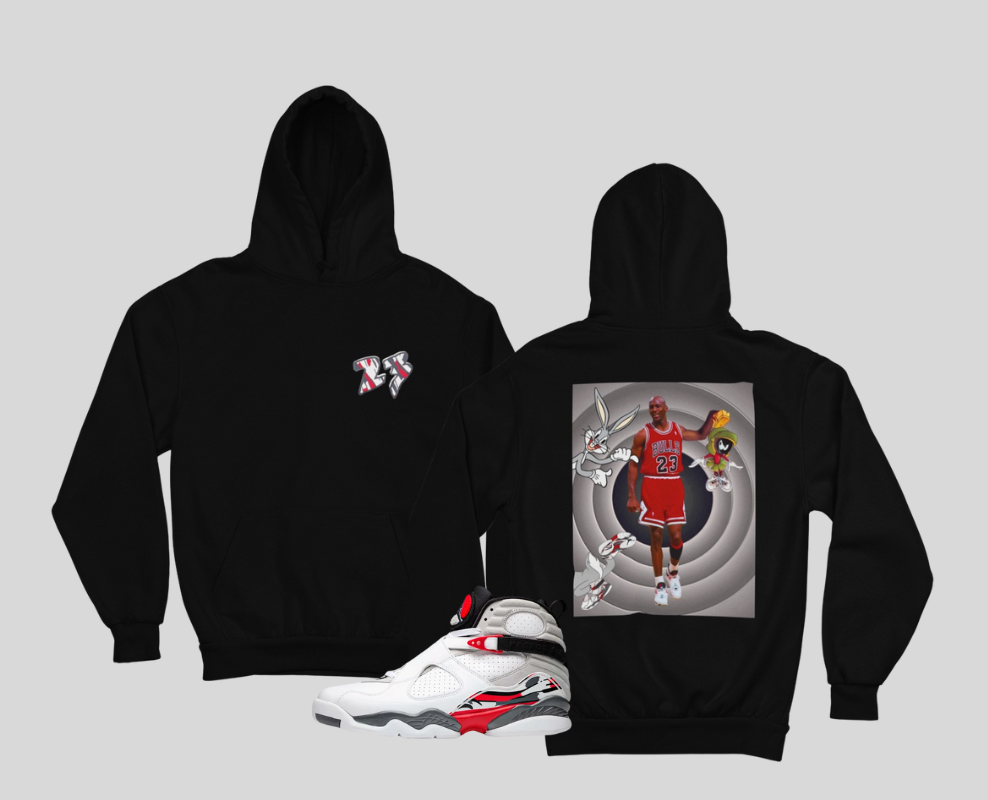 Looney Tunes Hoodie, Matches Air 8s Bugs Bunny Sneakers, Front and Back Graphic Shirt