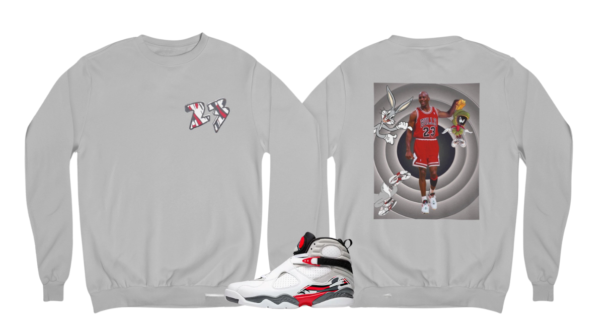 Looney Tunes Hoodie, Matches Air 8s Bugs Bunny Sneakers, Front and Back Graphic Shirt