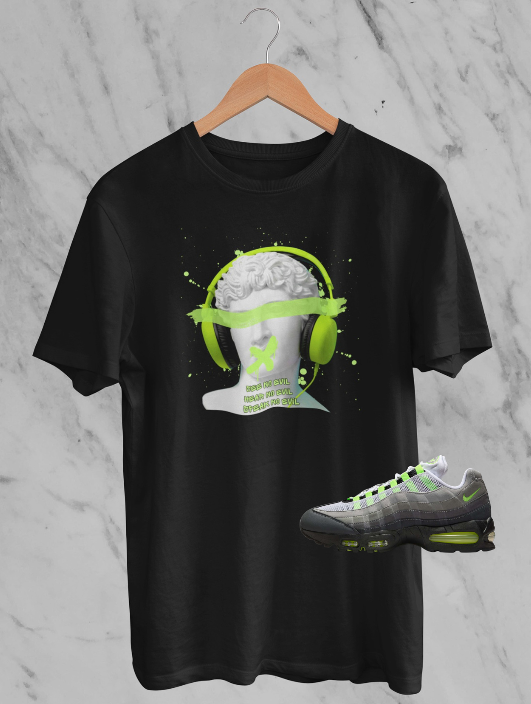 Graffiti Graphic Shirt, Matches Max 95 OG Neon Sneakers