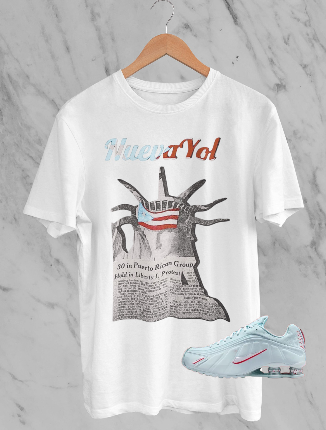 Nuevayol Shirt, Matches Shox R4 Puerto Rico Sneakers