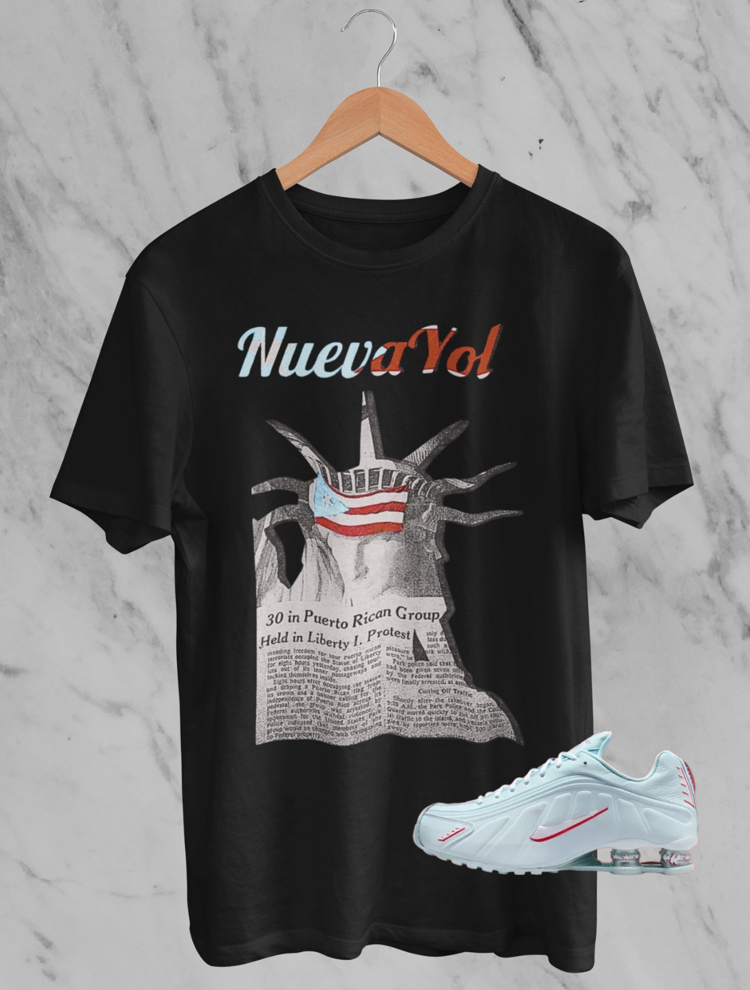 Nuevayol Shirt, Matches Shox R4 Puerto Rico Sneakers