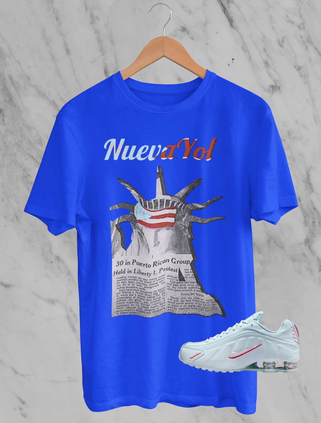 Nuevayol Shirt, Matches Shox R4 Puerto Rico Sneakers