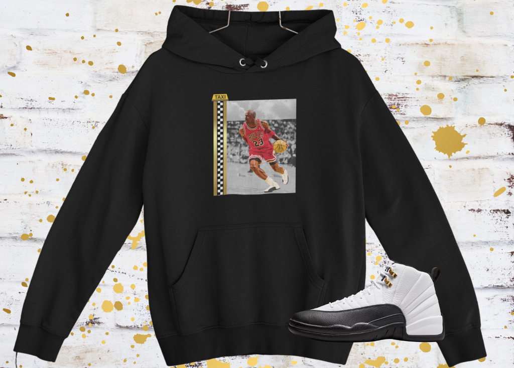 Michael Jordan Fan Art Hoodie, Matches Air 12s Taxi Sneakers, Sneaker Match Shirt, Retro Taxis Sweatshirt