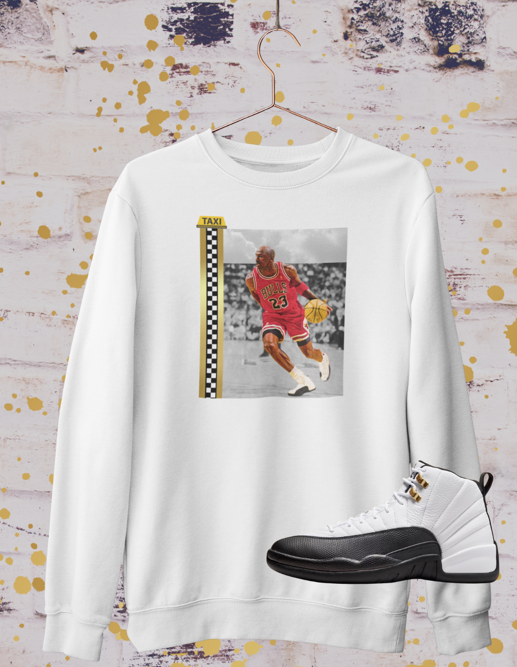 Michael Jordan Fan Art Hoodie, Matches Air 12s Taxi Sneakers, Sneaker Match Shirt, Retro Taxis Sweatshirt