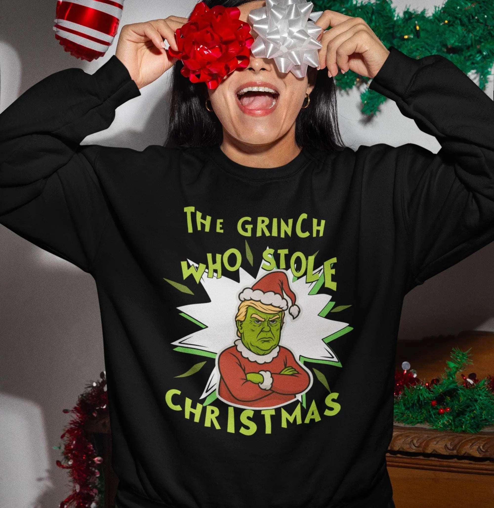 Trump Grinch Sweater, Funny Grinchmas Xmas Sweatshirt, Anti Trump Holiday Shirt, Ugly Christmas Sweater