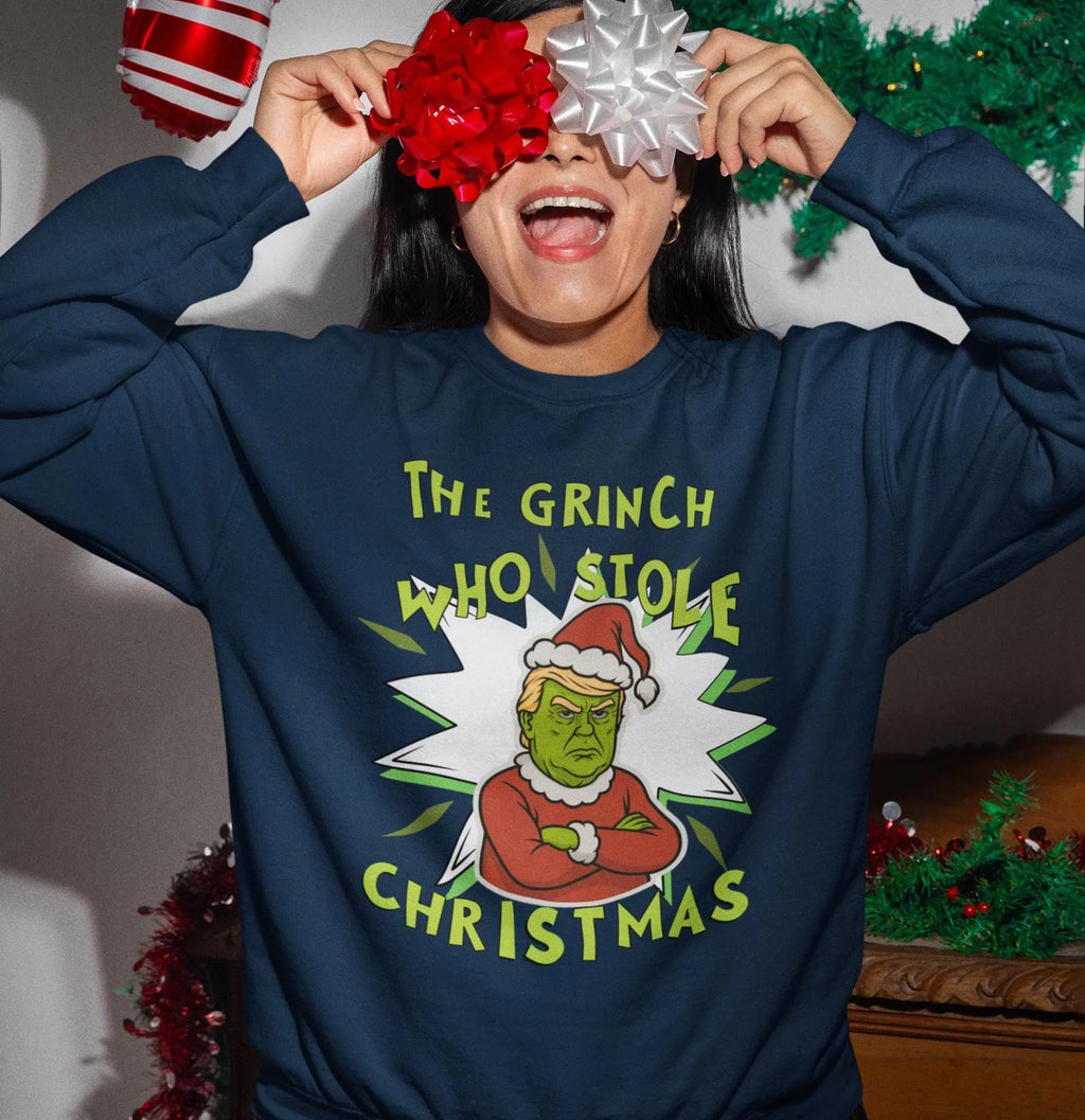 Trump Grinch Sweater, Funny Grinchmas Xmas Sweatshirt, Anti Trump Holiday Shirt, Ugly Christmas Sweater