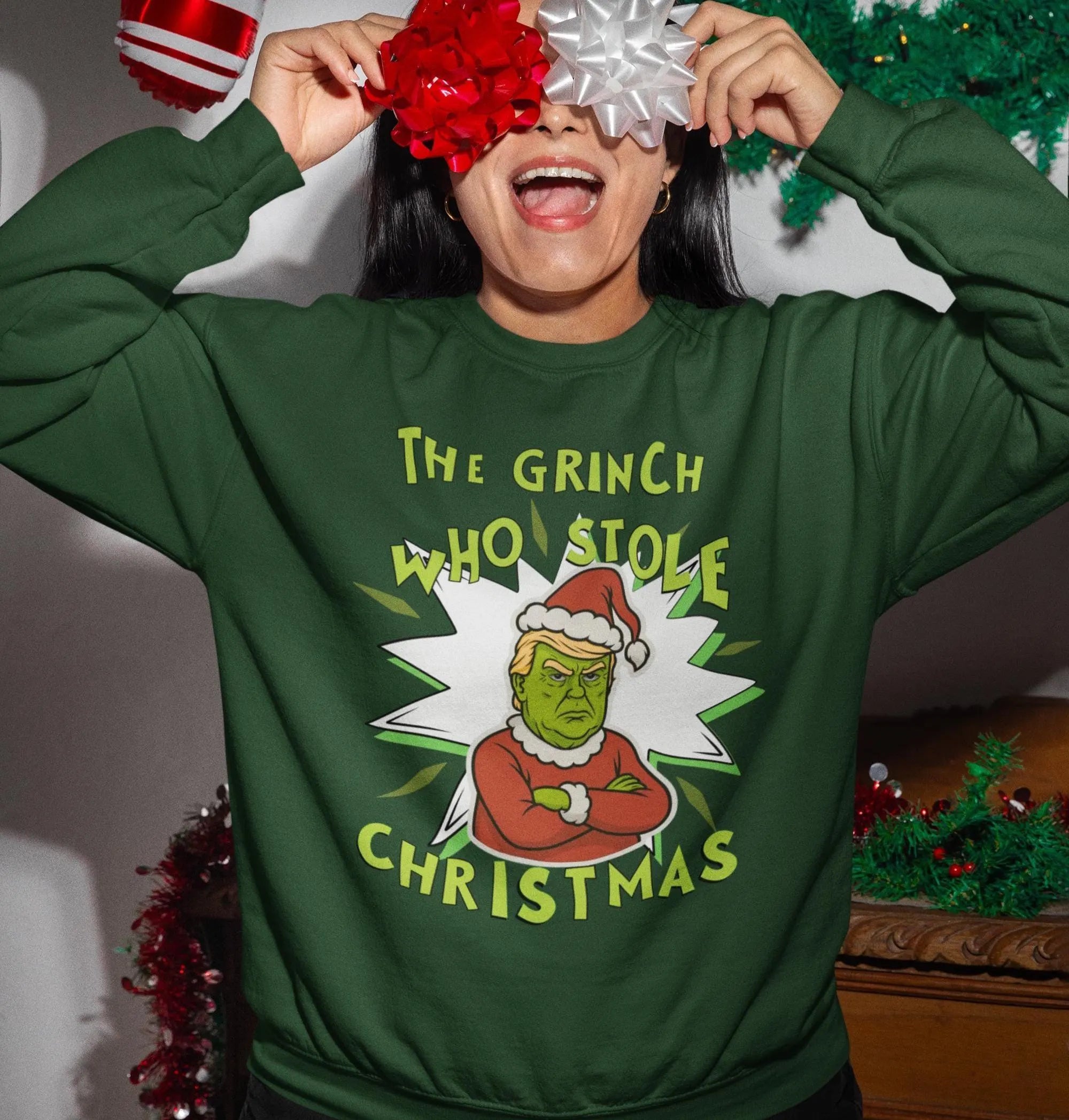 Trump Grinch Sweater, Funny Grinchmas Xmas Sweatshirt, Anti Trump Holiday Shirt, Ugly Christmas Sweater