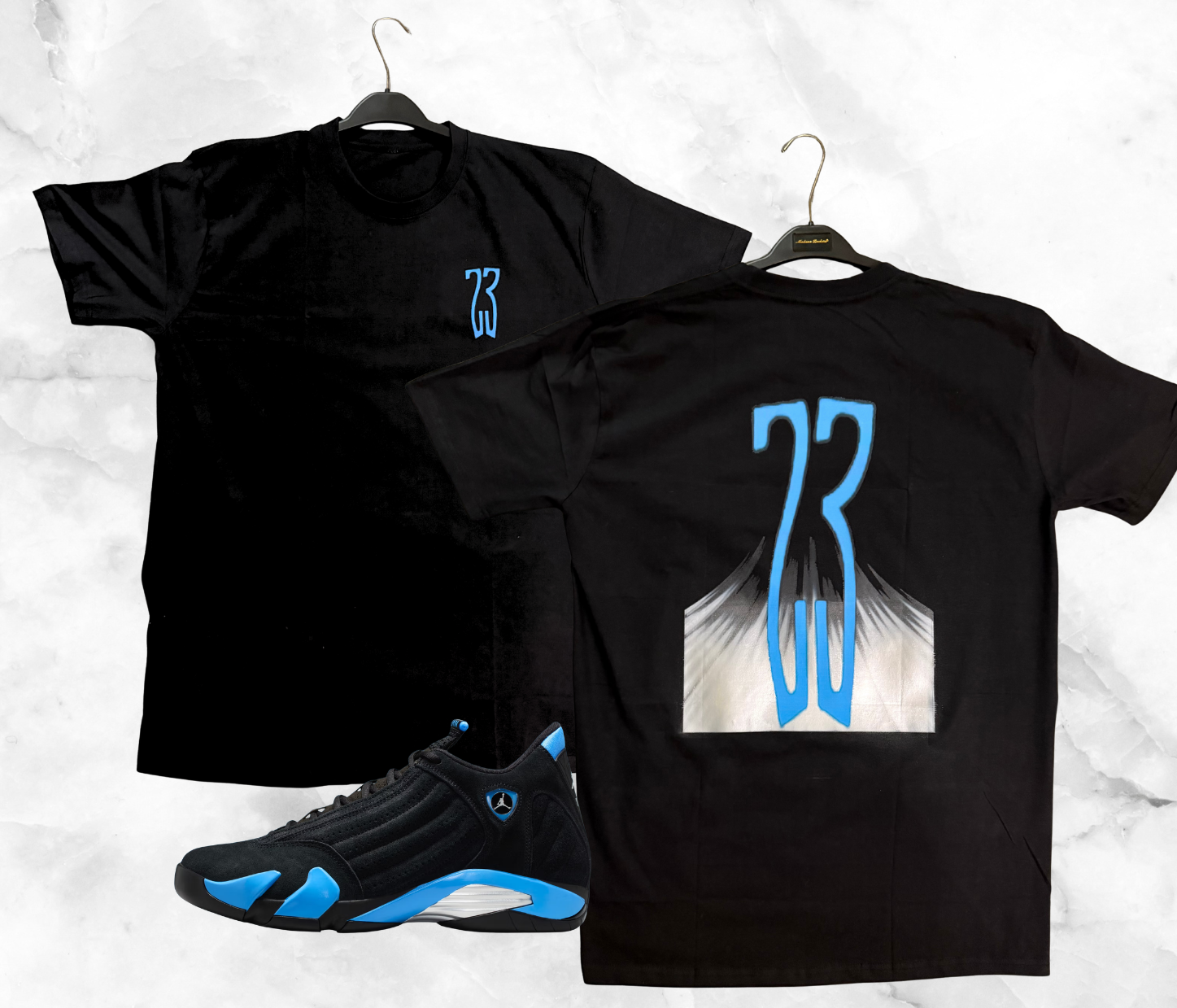 Metallic 23 Shirt, Matches Air 14's University Blue Sneakers