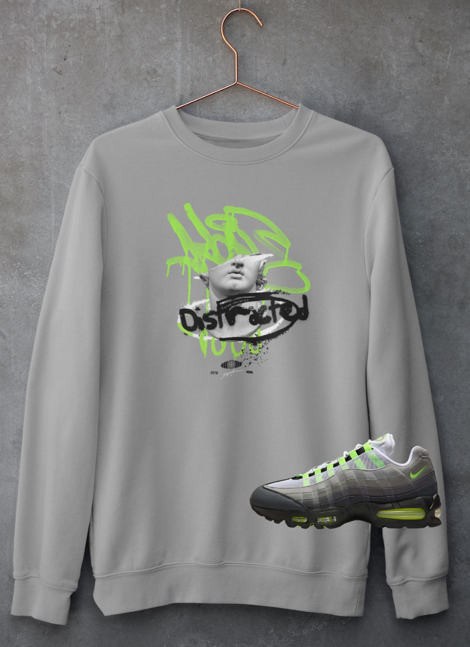 Graffiti Graphic Hoodie, Matches Air Max 95 Neon Green Sneakers
