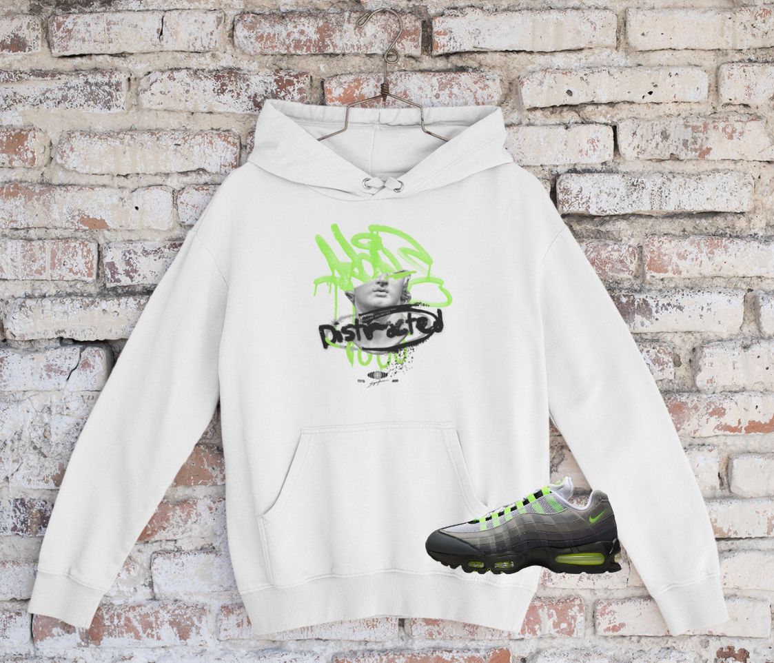 Graffiti Graphic Hoodie, Matches Air Max 95 Neon Green Sneakers