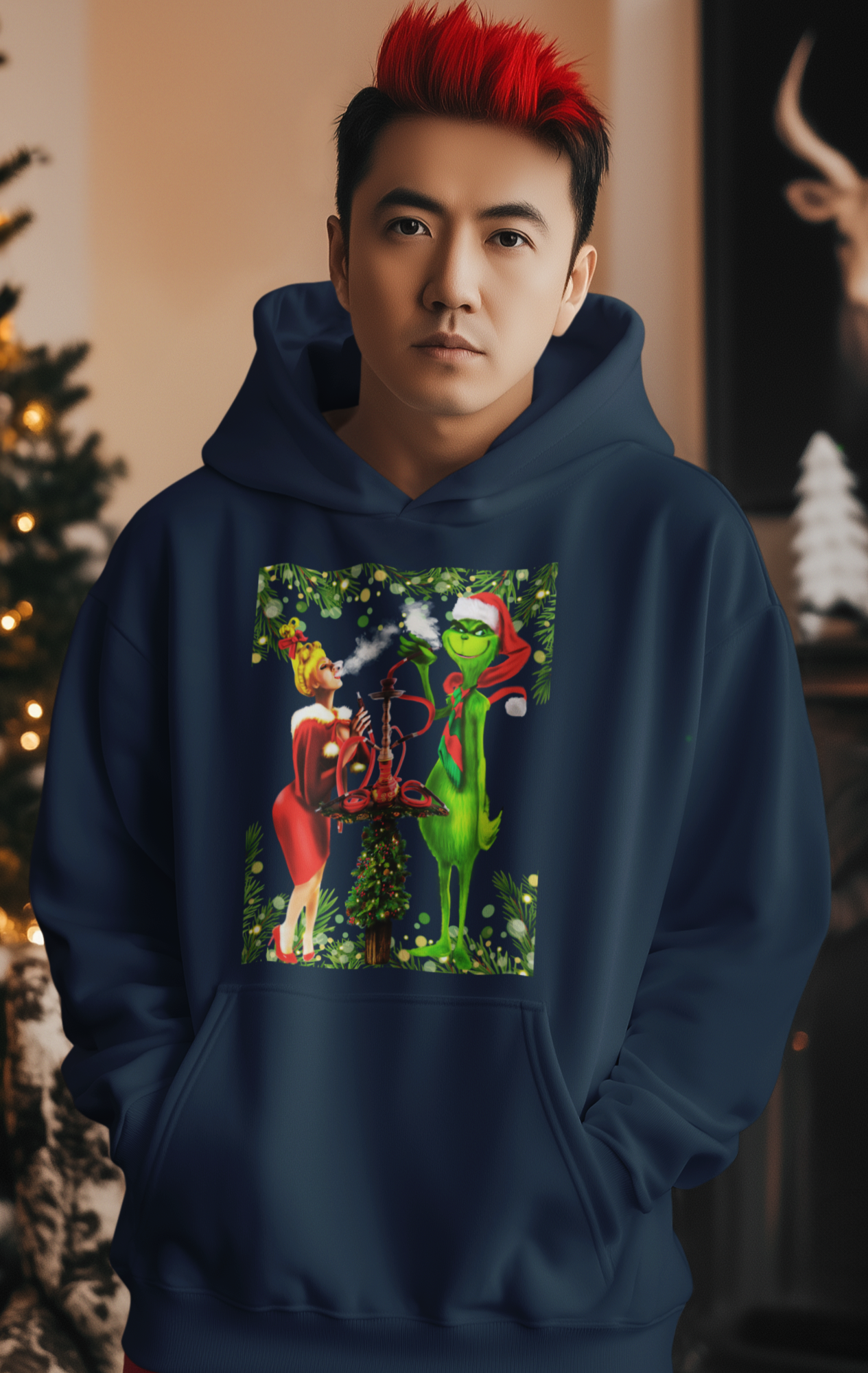 Hookah Grinch Christmas Sweater Ugly Xmas Sweater for Hookah Lovers
