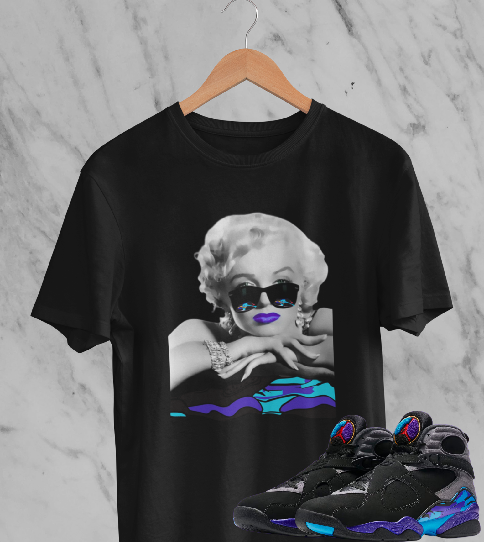 Aqua Marilyn Monroe Shirt, Matches Aqua 8 Sneakers