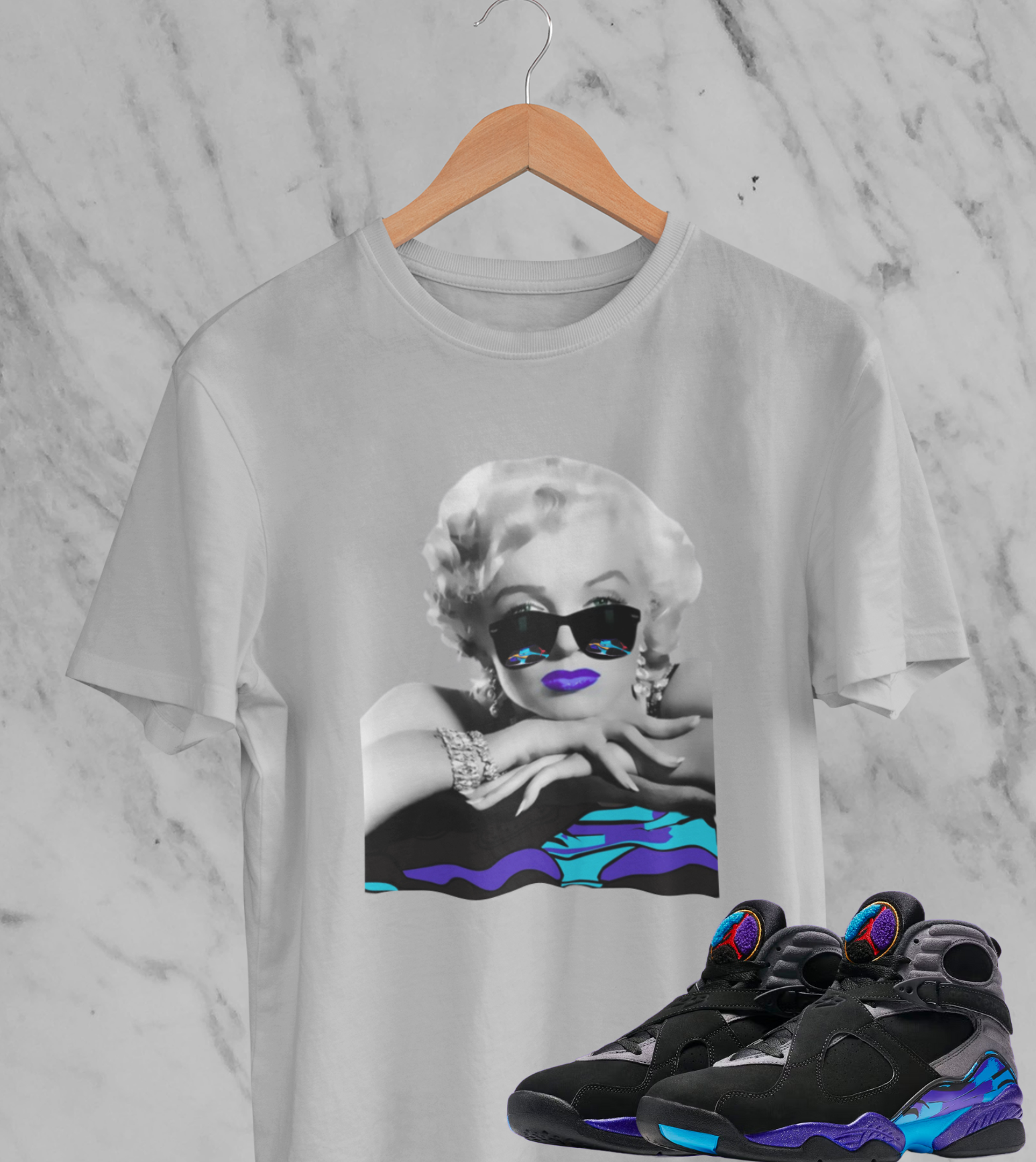 Aqua Marilyn Monroe Shirt, Matches Aqua 8 Sneakers