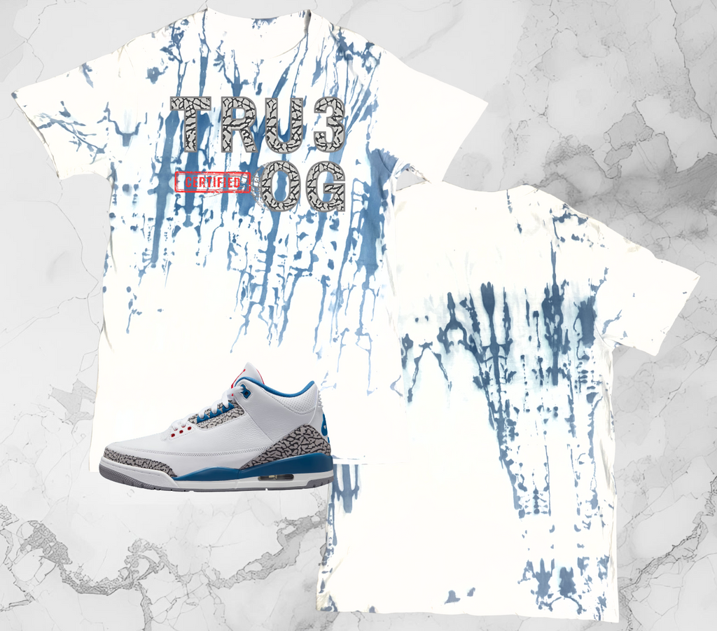 Abstract Elephant Print Shirt, Matches AJ 3 True Blue Sneakers