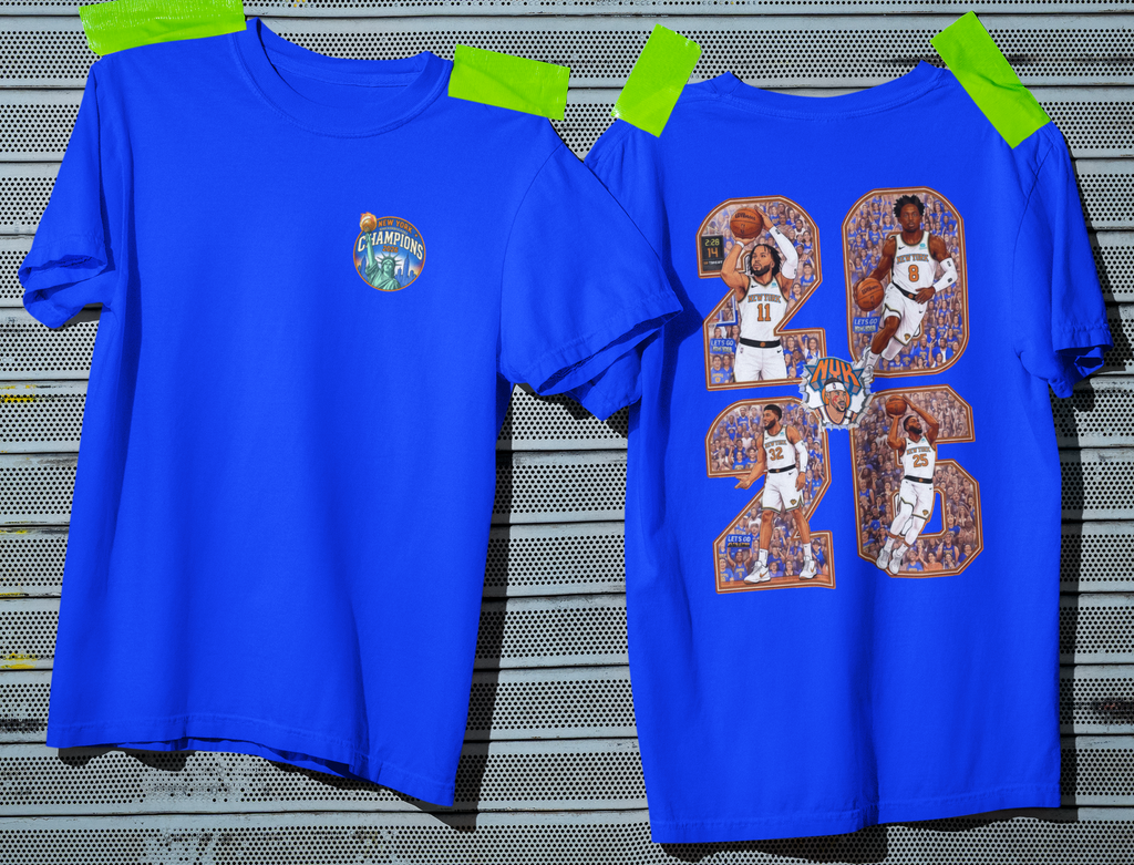 New York Knicks 2026 Championship T-Shirt, Knickerbockers Starting Five Graphic Tee