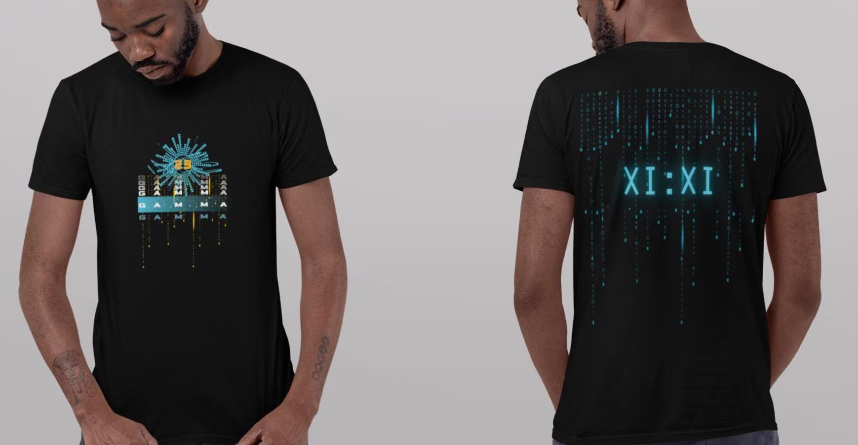 Gamma Eleven's Matrix Hoodie, Matches Retro Air 11's Gamma Sneakers, Front & Back Graphic Shirt