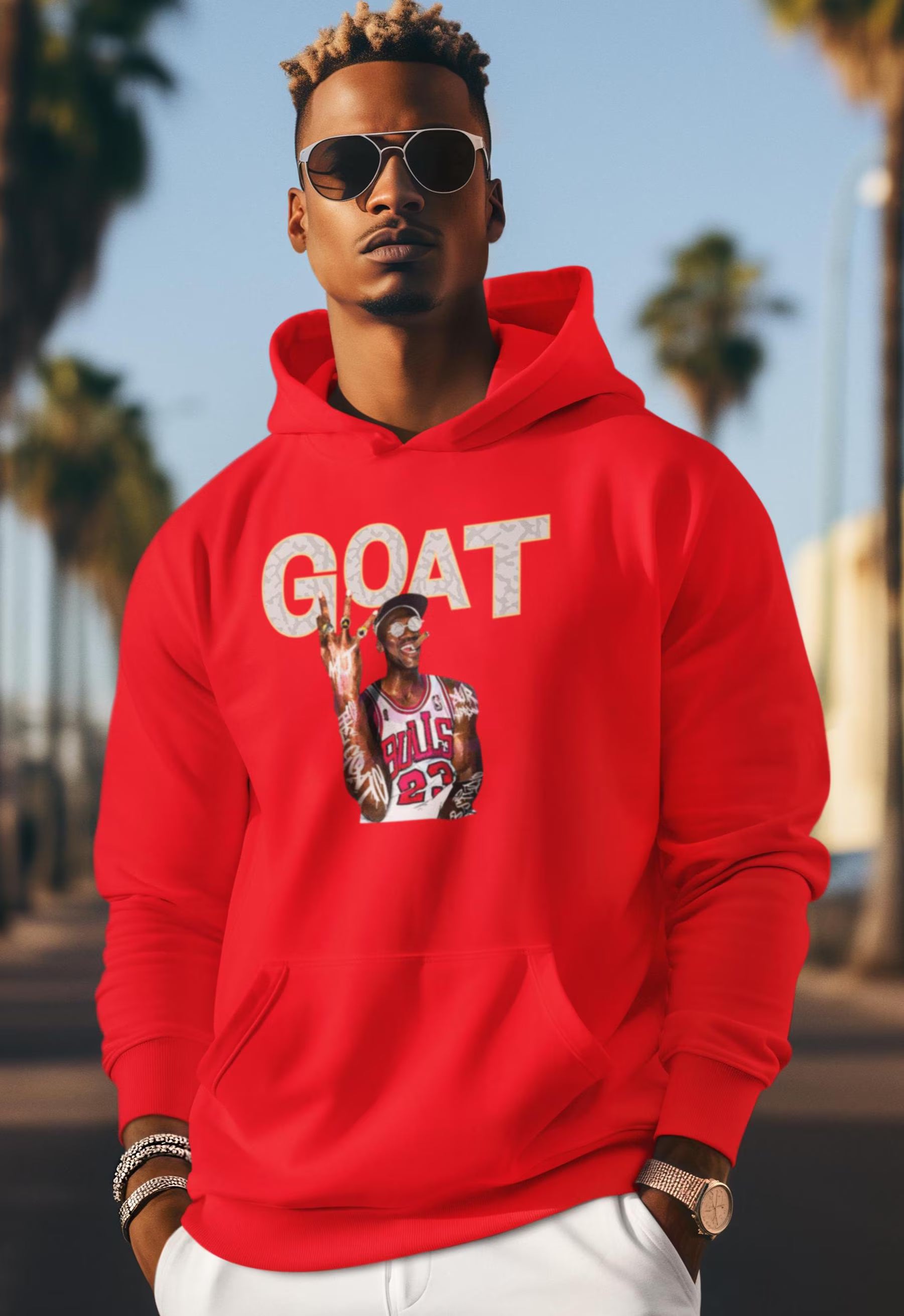 Elephant Print GOAT Hoodie, Matches Air 1's High OG Sail/University Red Sneakers