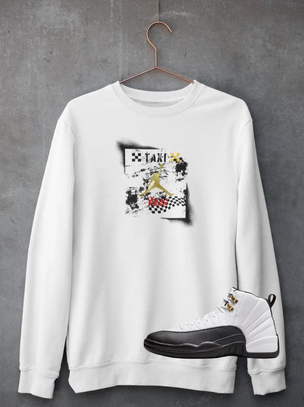 Michael Jordan Fan Art Hoodie, Matches Air 12s Taxi Sneakers, Sneaker Match Shirt, Retro Taxis Sweatshirt (Copy)