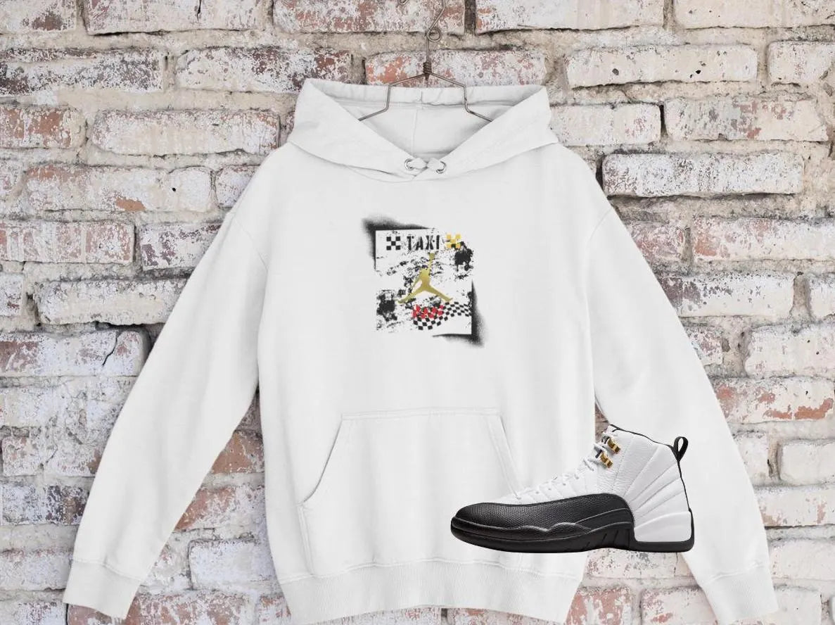 Michael Jordan Fan Art Hoodie, Matches Air 12s Taxi Sneakers, Sneaker Match Shirt, Retro Taxis Sweatshirt (Copy)