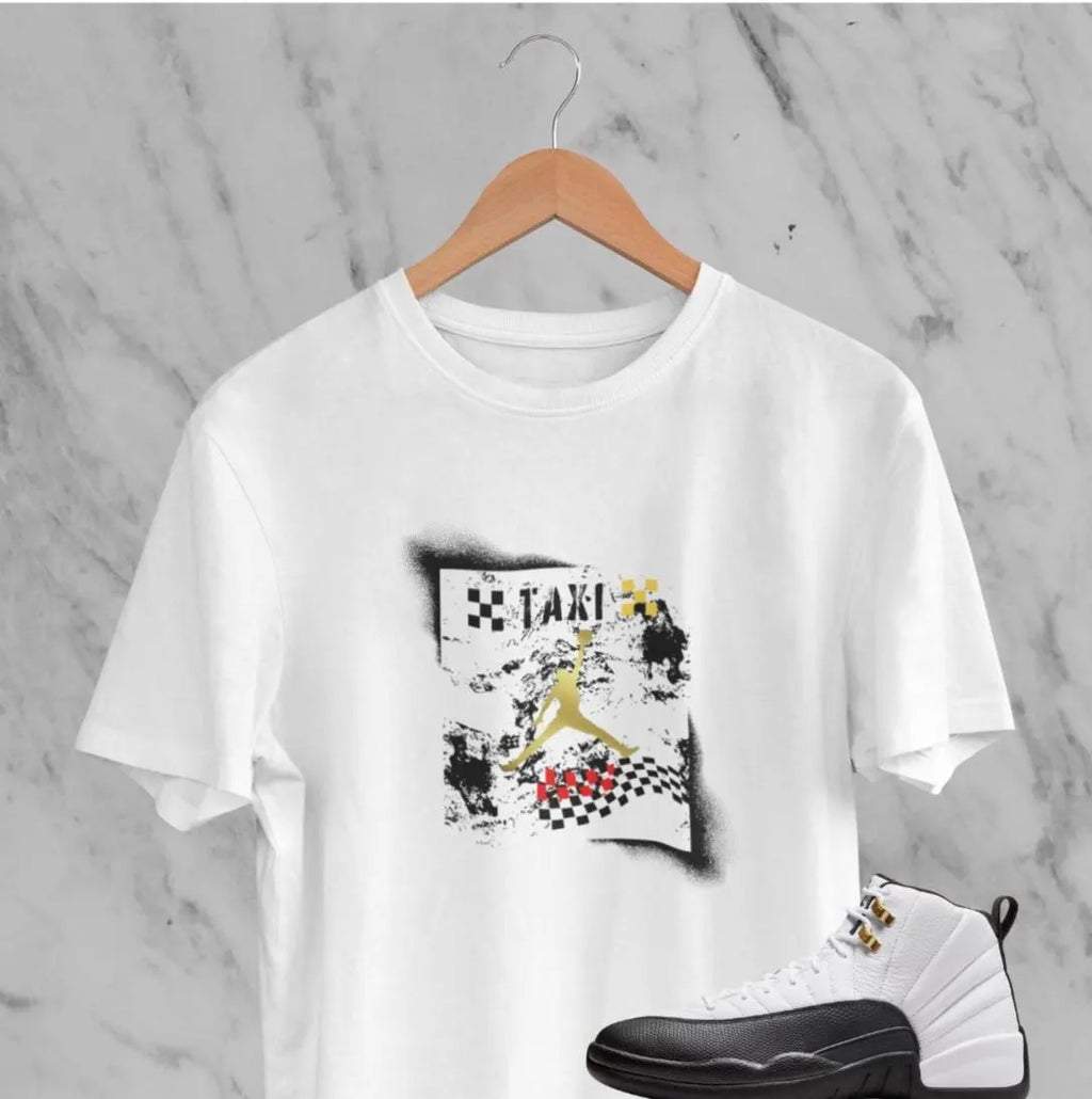 Michael Jordan Fan Art Hoodie, Matches Air 12s Taxi Sneakers, Sneaker Match Shirt, Retro Taxis Sweatshirt (Copy)