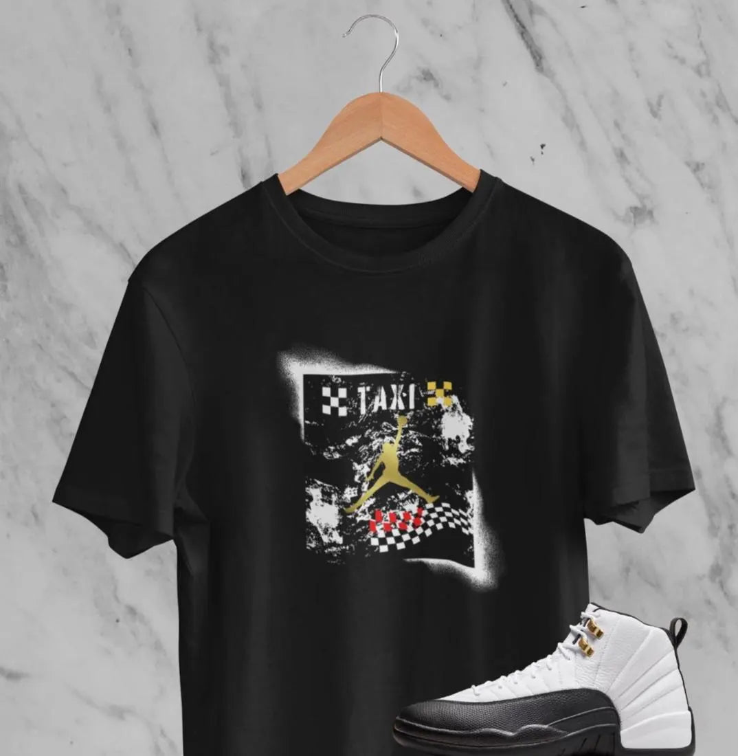 Michael Jordan Fan Art Hoodie, Matches Air 12s Taxi Sneakers, Sneaker Match Shirt, Retro Taxis Sweatshirt (Copy)