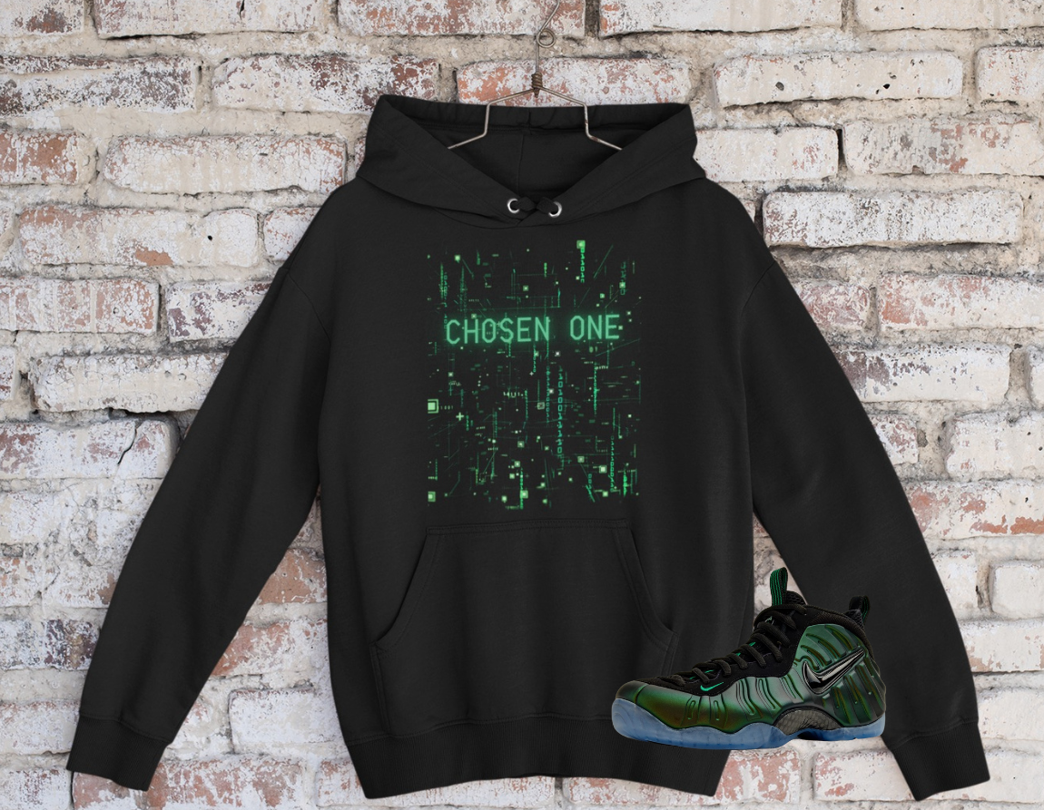 Matrix Chosen One Hoodie, Matches Pro Pine Green Foamposite Sneakers