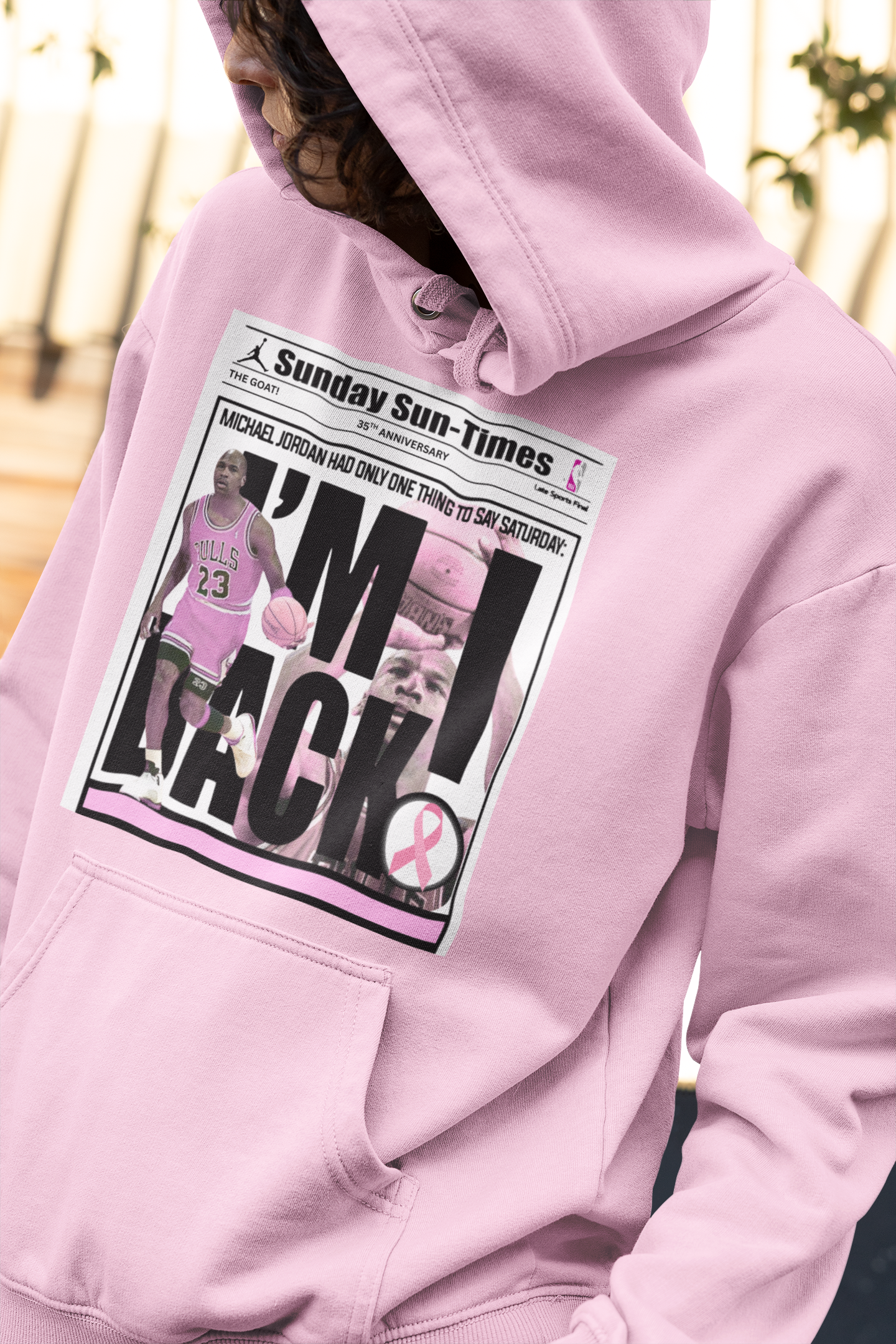 Air 5s Pink Hoodie, Matches Air 5s 35th Anniversary Sneakers, Michael Jordan Retro Newspaper Fan Art Shirt