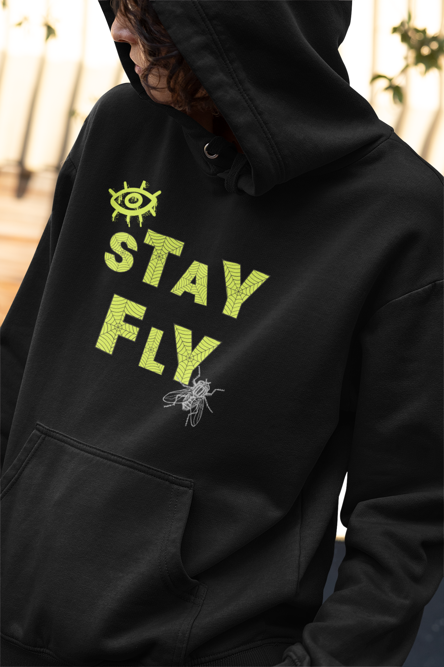 I Stay Fly Hoodie: Neon Yellow Graphic, Matches Air Max 95s Houseflies Sneakers