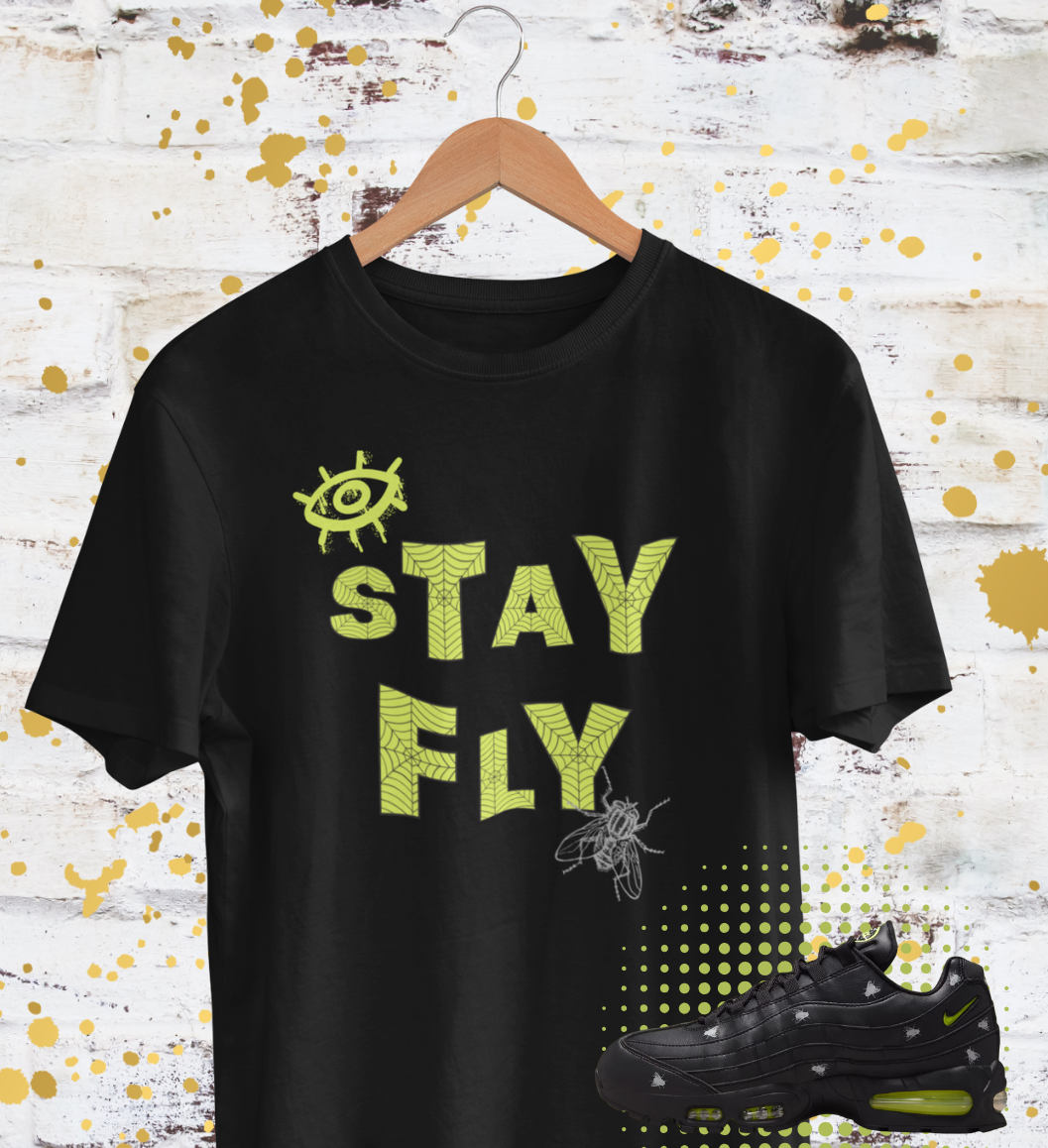 I Stay Fly Hoodie: Neon Yellow Graphic, Matches Air Max 95s Houseflies Sneakers