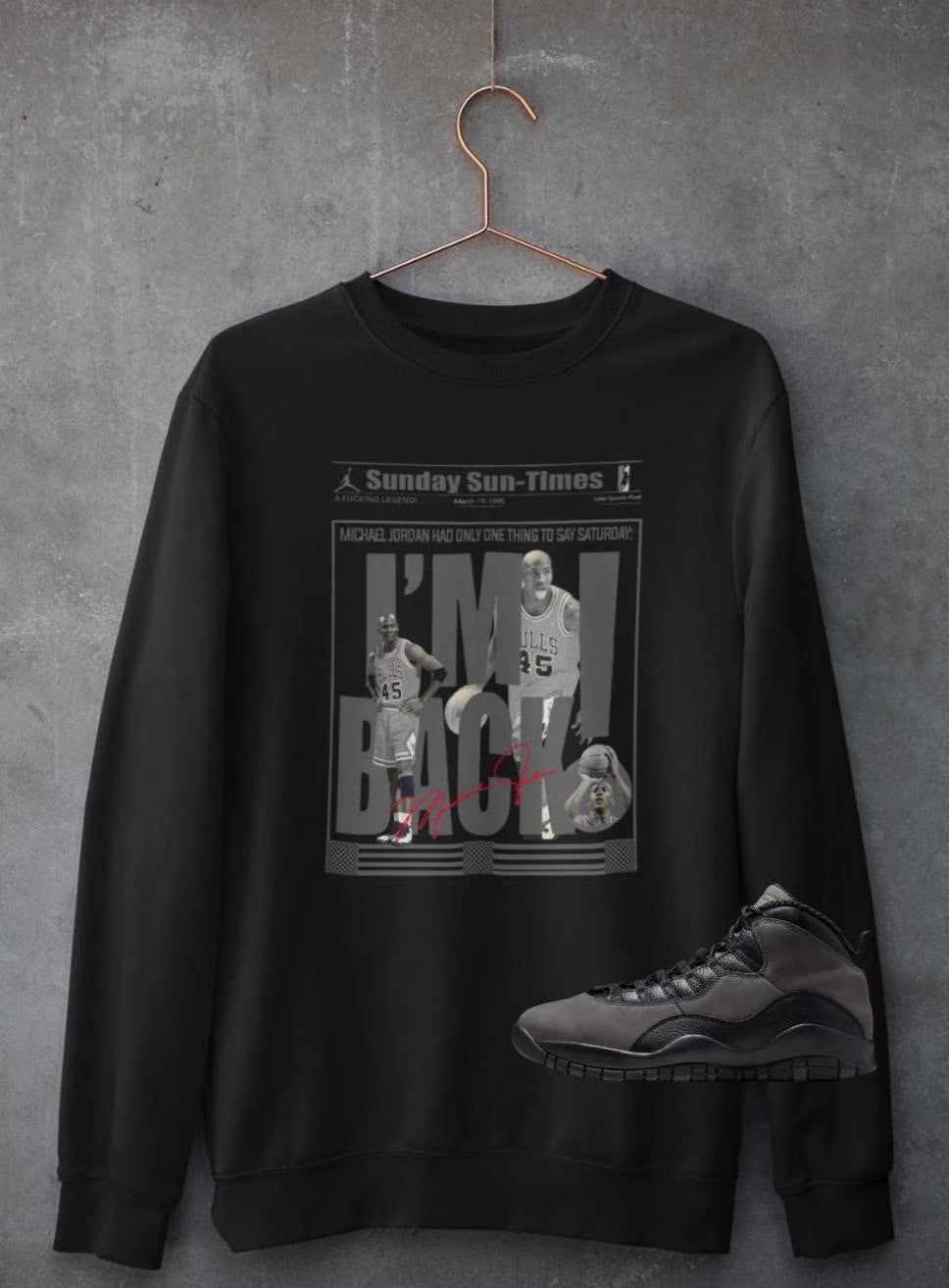 Retro Michael Jordan Newspaper Shirt, Matches Air 10s Shadow Sneakers