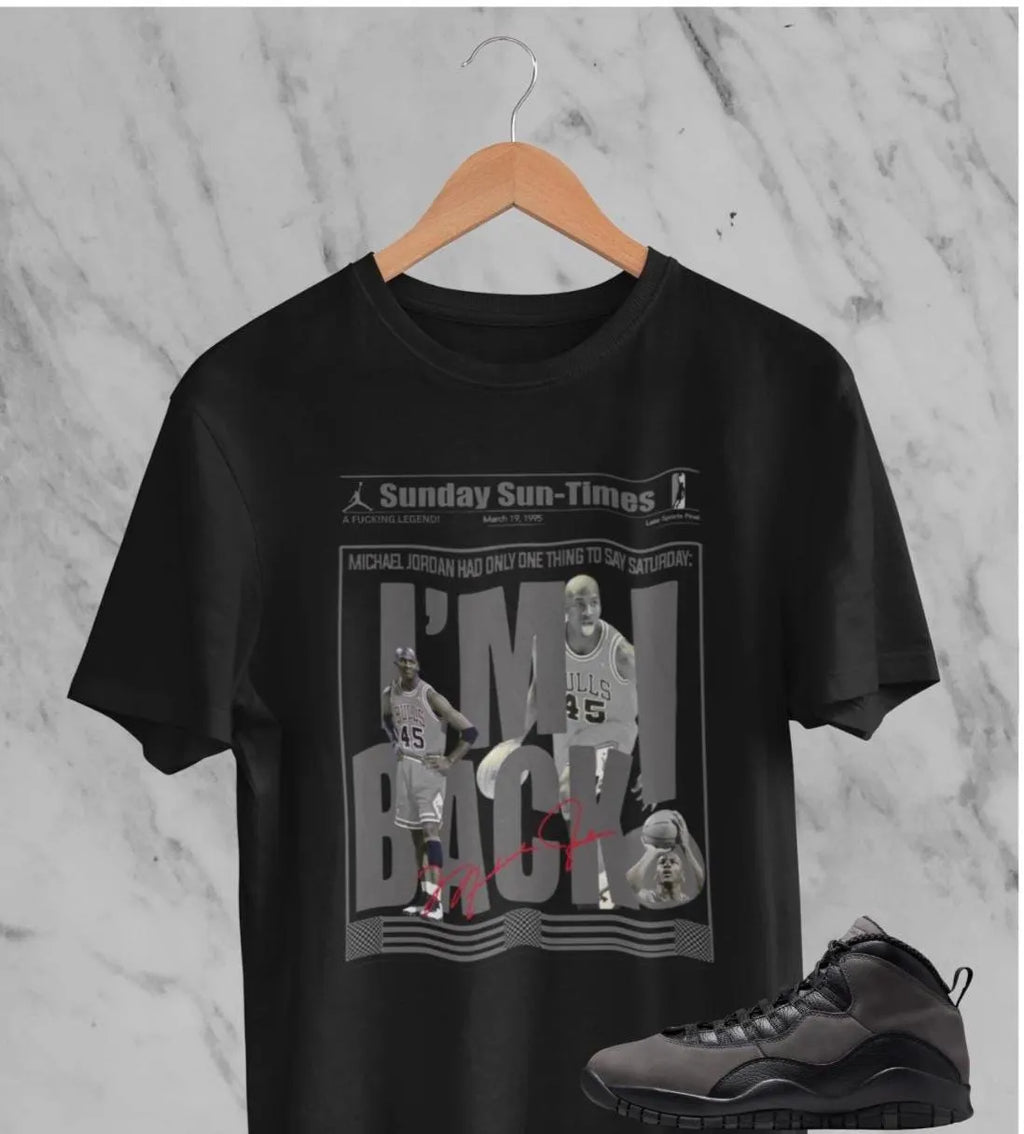 Retro Michael Jordan Newspaper Shirt, Matches Air 10s Shadow Sneakers