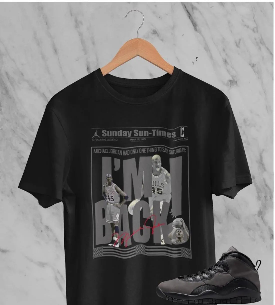 Retro Michael Jordan Newspaper Shirt, Matches Air 10s Shadow Sneakers