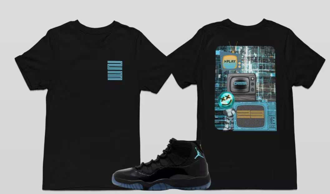 Gamma Eleven's Hoodie, Matches Retro Air 11's Gamma Sneakers, Front & Back Graphic Shirt