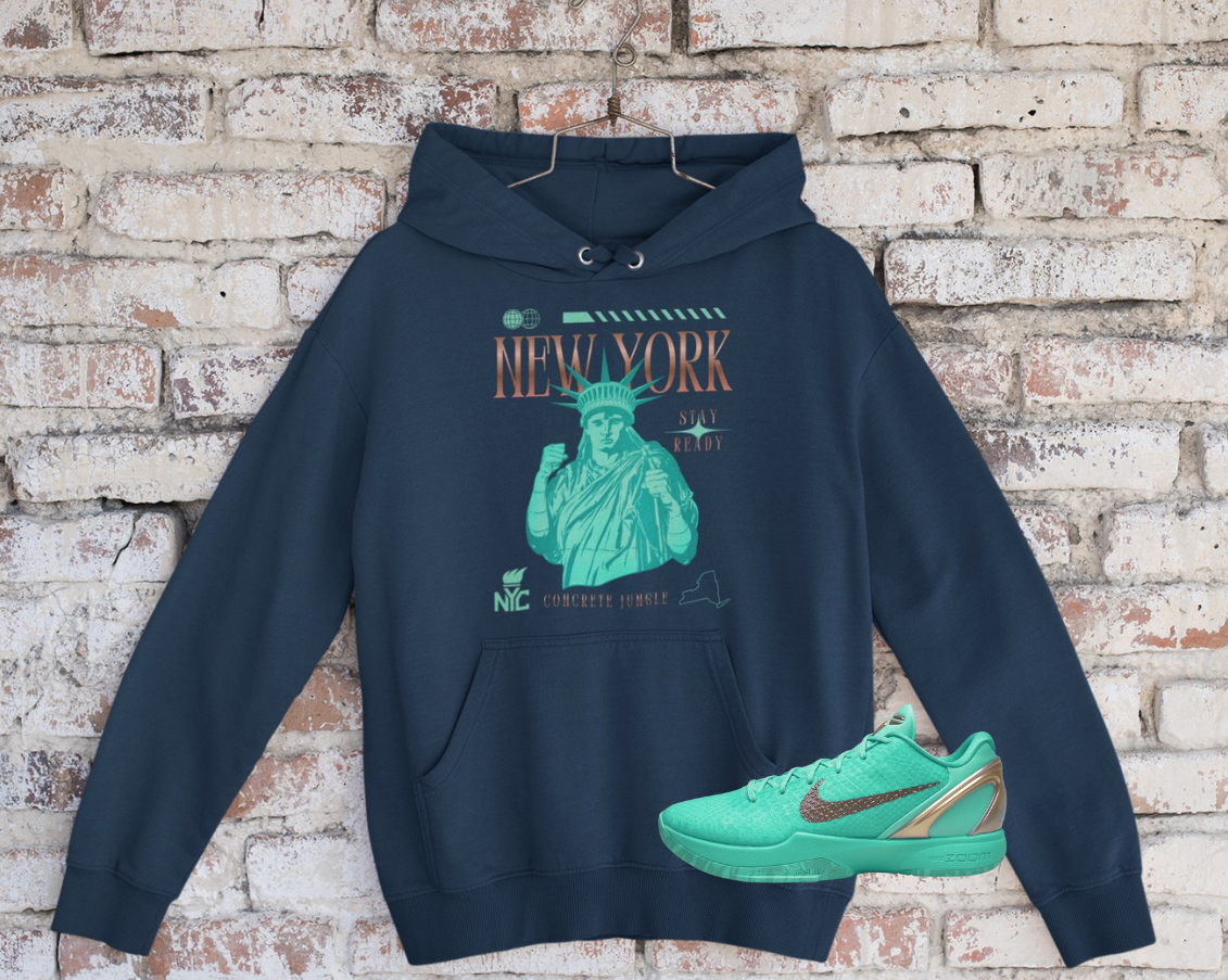 New York Hoodie, Matches Kobe 6 Protro Statue of Liberty Sneakers