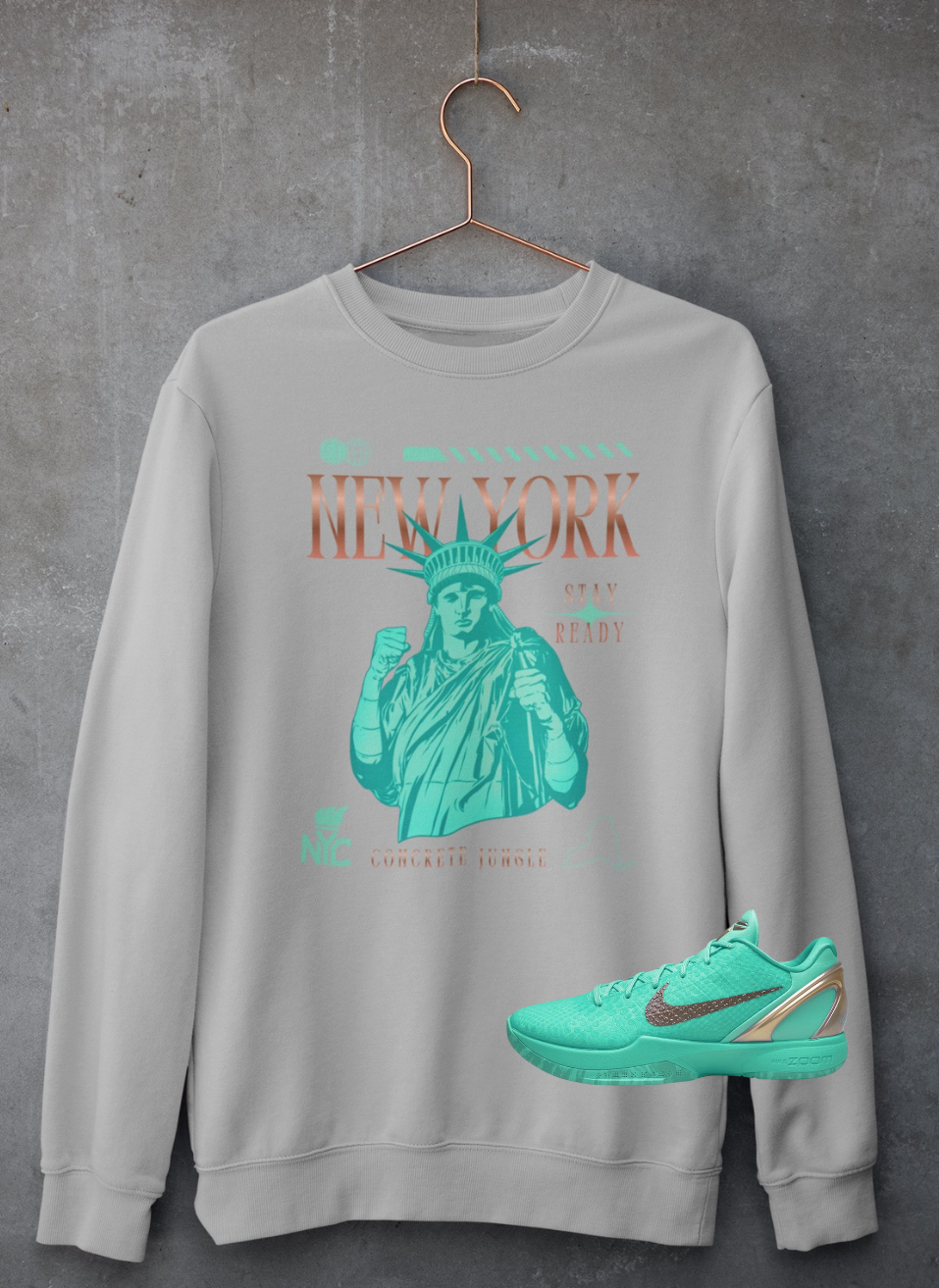New York Hoodie, Matches Kobe 6 Protro Statue of Liberty Sneakers