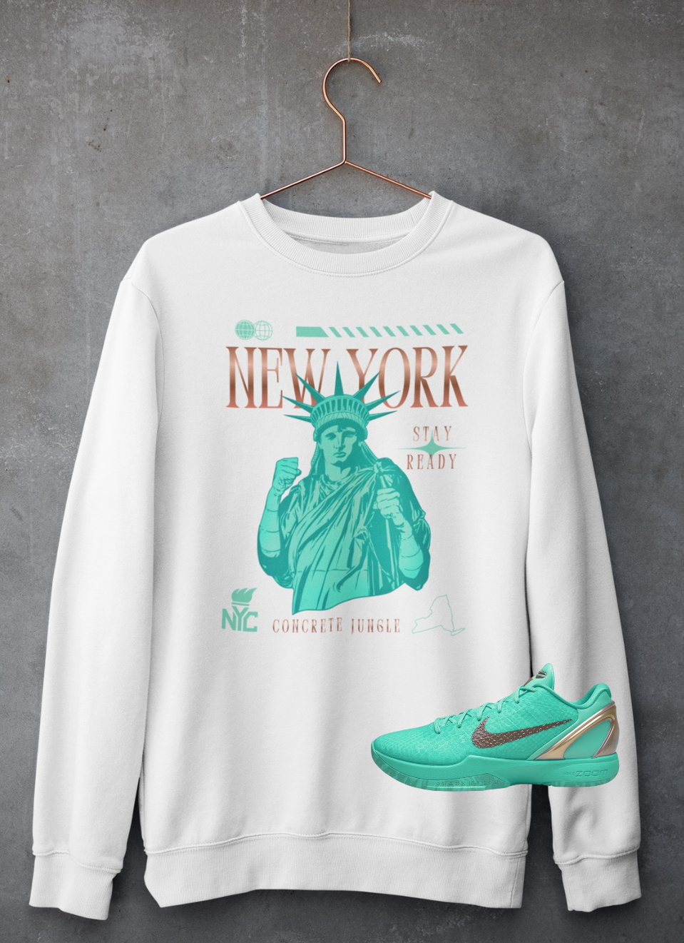 New York Hoodie, Matches Kobe 6 Protro Statue of Liberty Sneakers